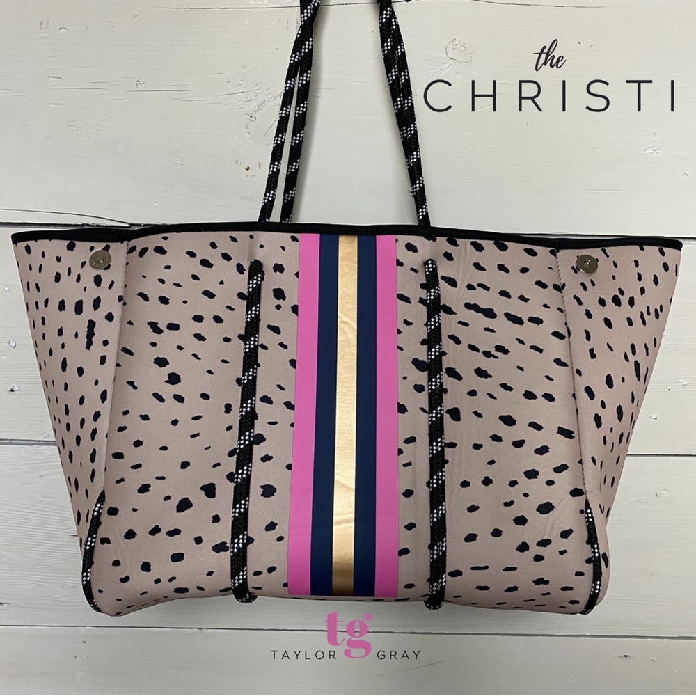 Taylor Gray The Christie Exotic Tan, Black, Pink and Gold Tote Bag